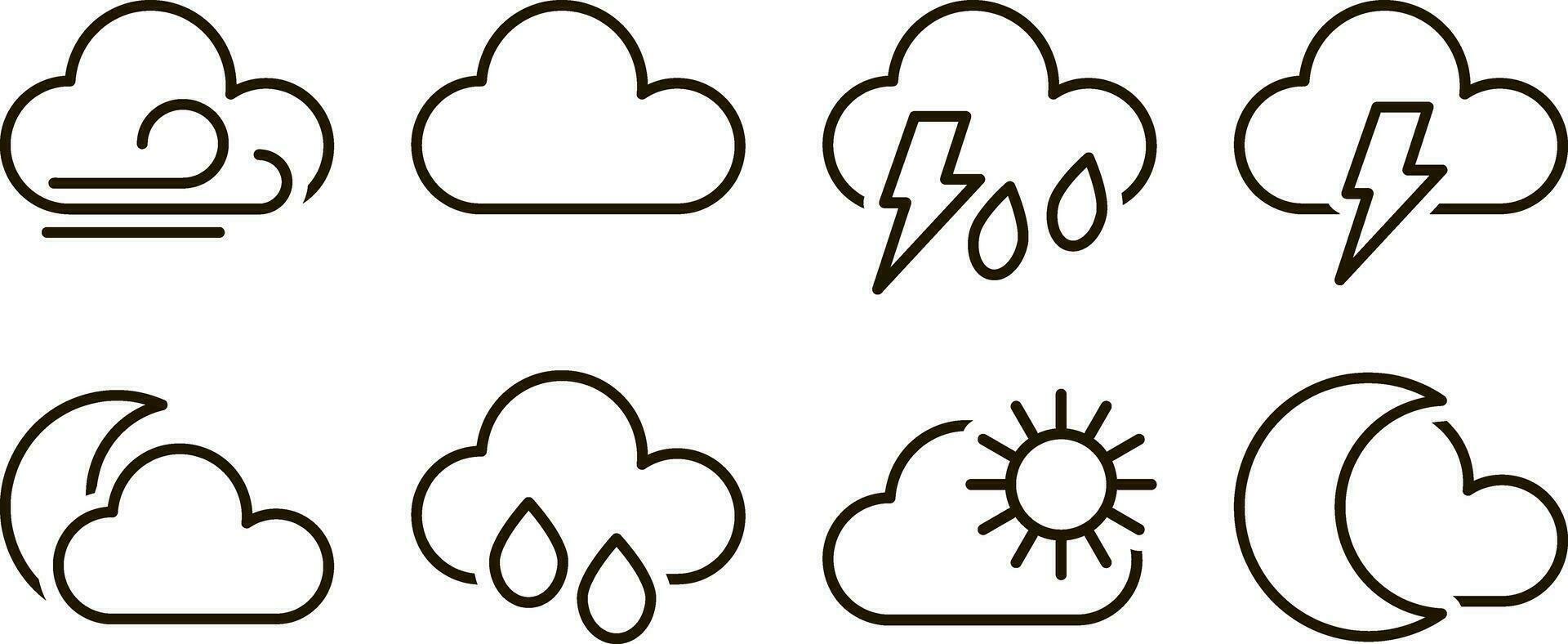 Outline weather clipart Doodle cloud sketch Vector illustration