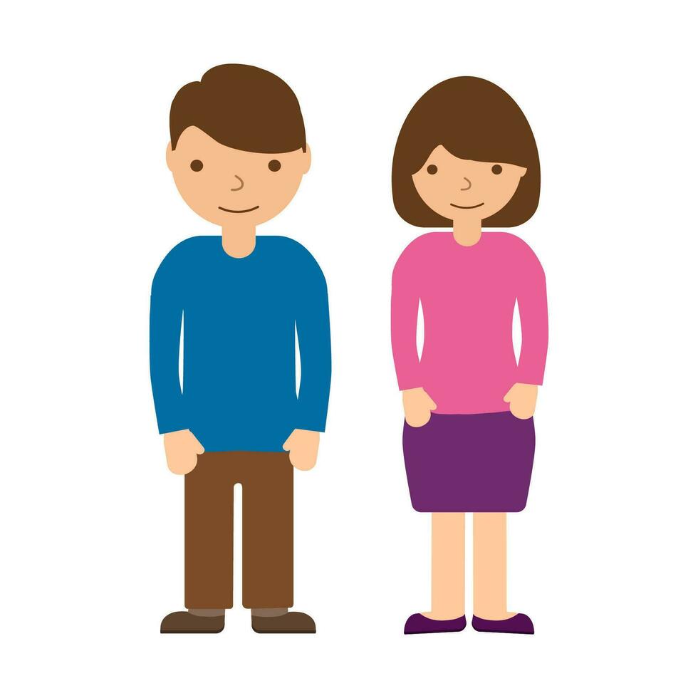 Man and woman isolated on white background. character portrait of full length of man and woman. Vector illustration