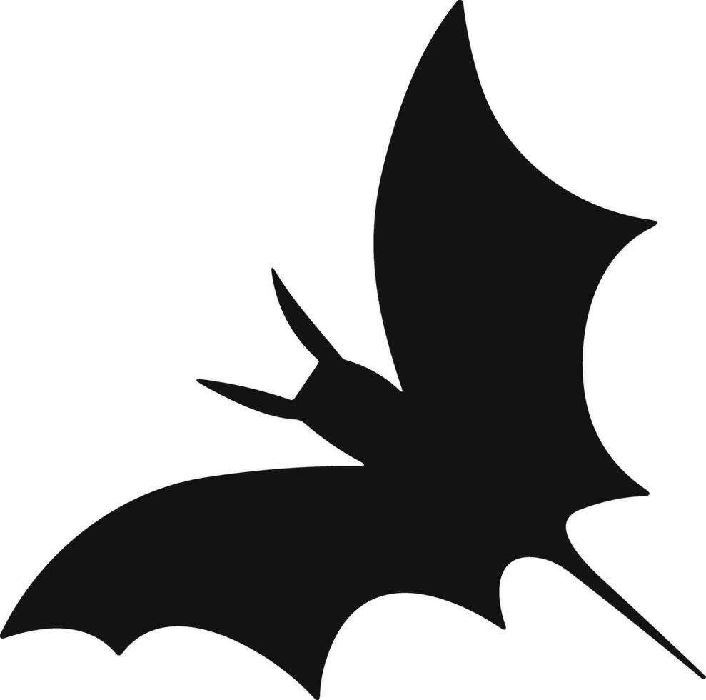 Bat horror flat. Sticker with black mouse for Halloween decoration. Simple icon with animal. Silhouette of flying bat vector