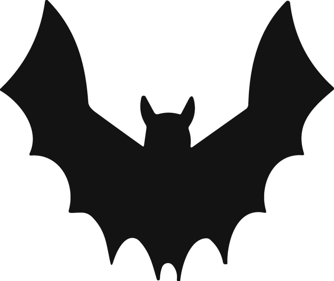Bat horror flat. Sticker with black mouse for Halloween decoration. Simple icon with animal. Silhouette of flying bat vector