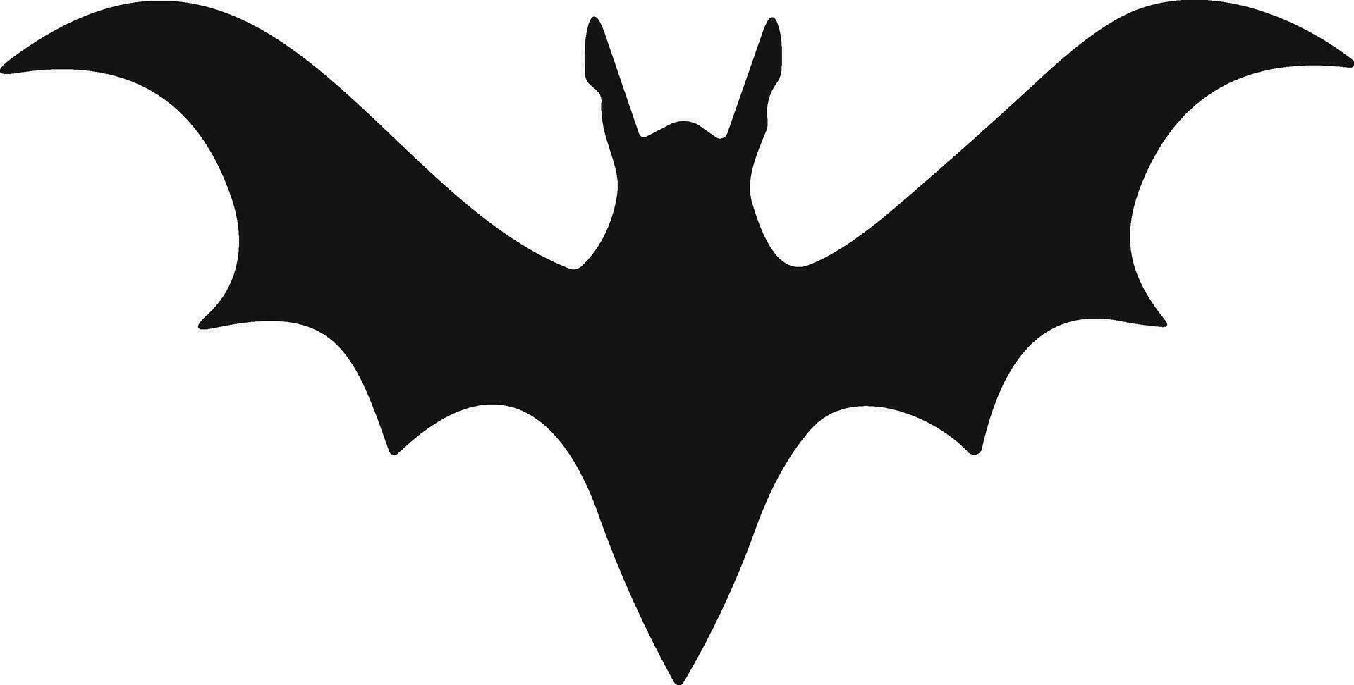 Bat horror flat. Sticker with black mouse for Halloween decoration. Simple icon with animal. Silhouette of flying bat vector