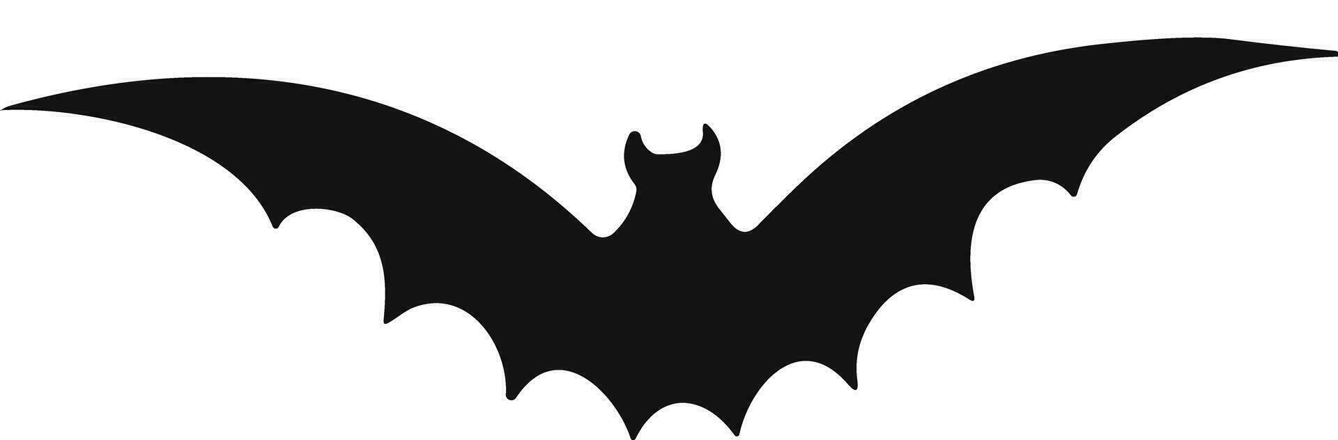 Bat horror flat. Sticker with black mouse for Halloween decoration. Simple icon with animal. Silhouette of flying bat vector