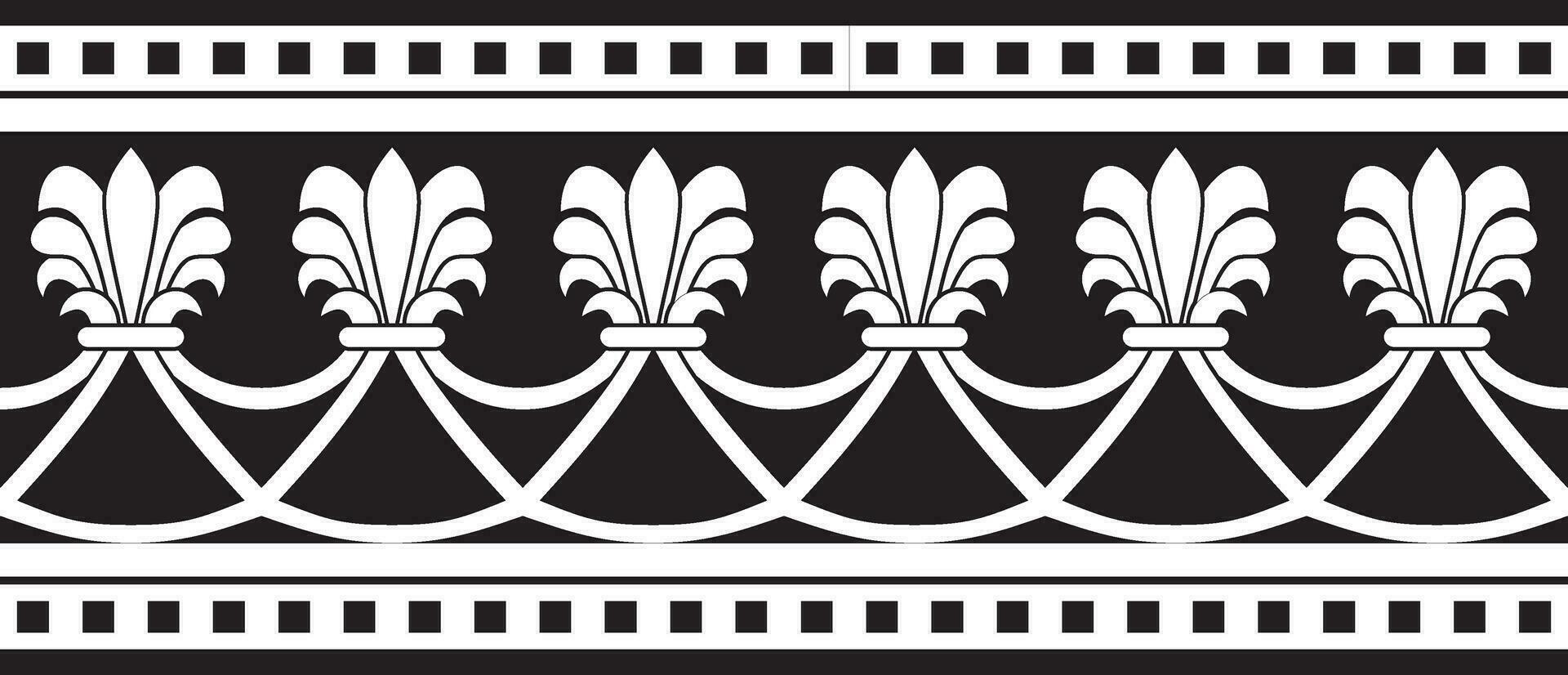 Vector endless black monochrome national persian ornament. Seamless frame, border ethnic pattern of Iranian civilization