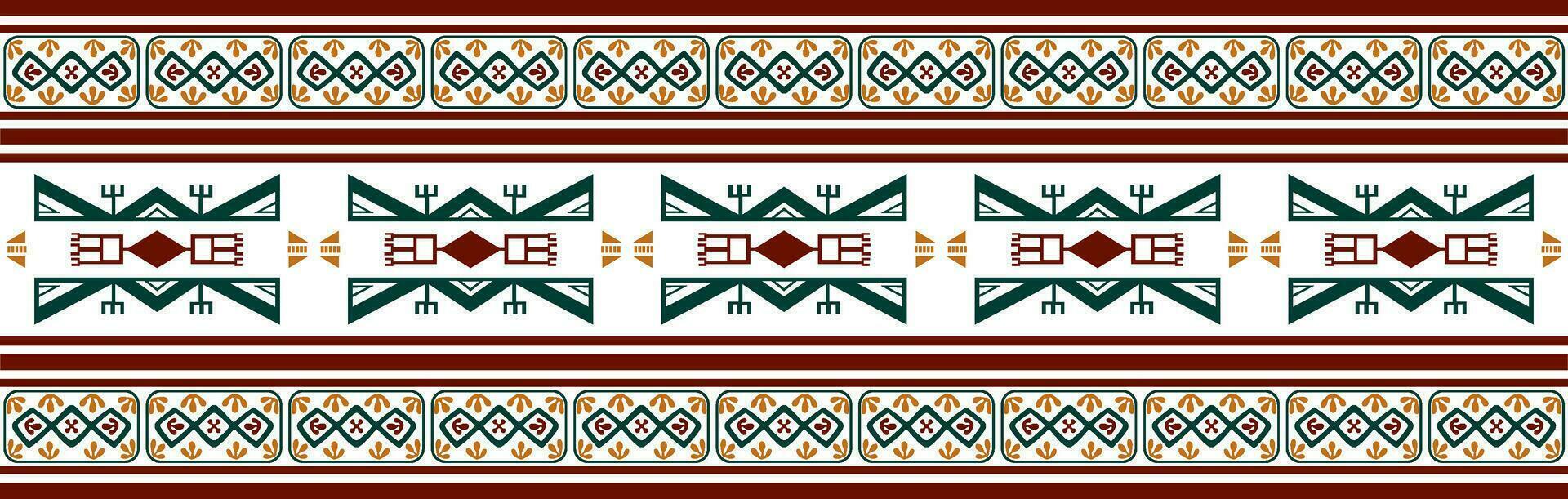 Vector colorful native american seamless pattern. Endless Aztec, Maya, Inca ornament. Drawing for border and frame