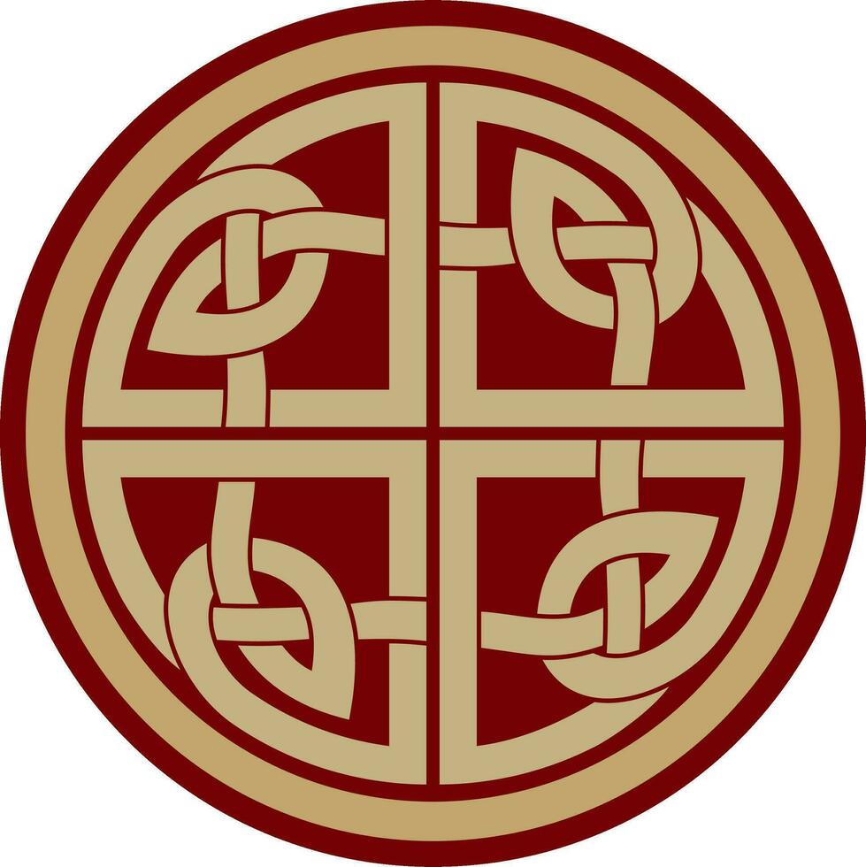 Vector gold and red celtic knot. Ornament of ancient European peoples. The sign and symbol of the Irish, Scots, Britons, Franks