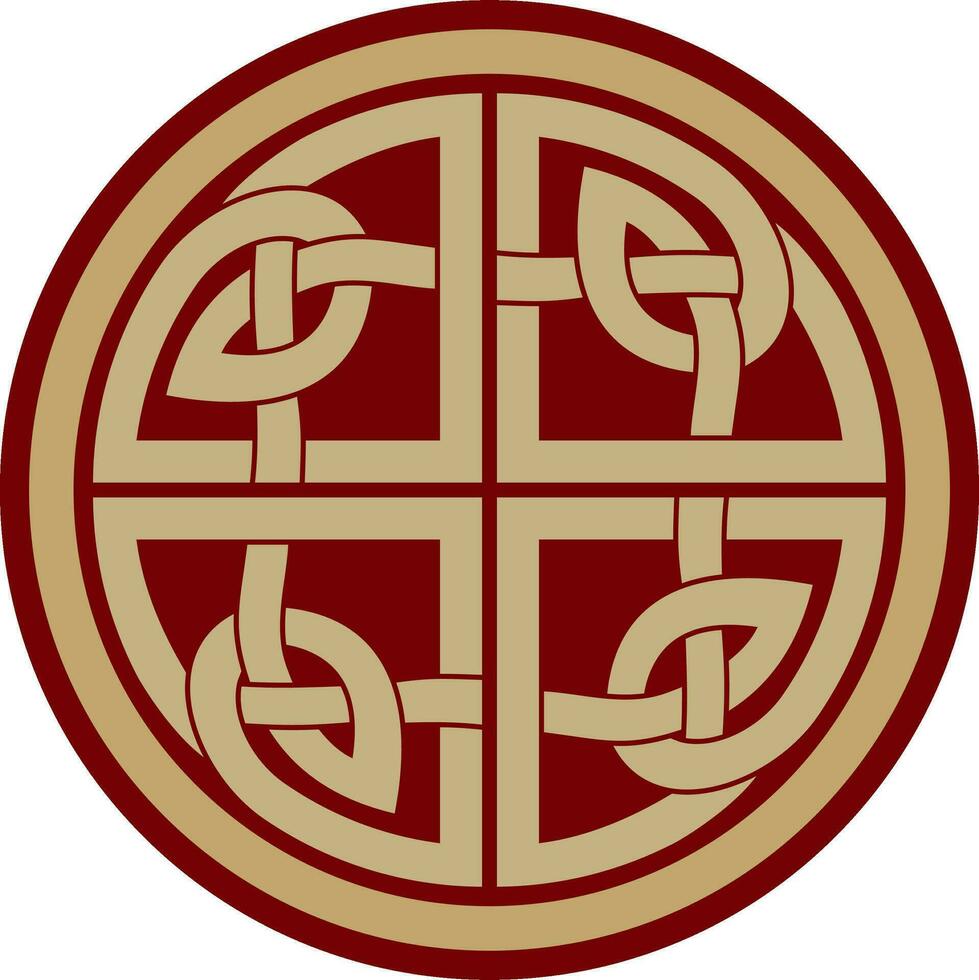 Vector gold and red celtic knot. Ornament of ancient European peoples. The sign and symbol of the Irish, Scots, Britons, Franks