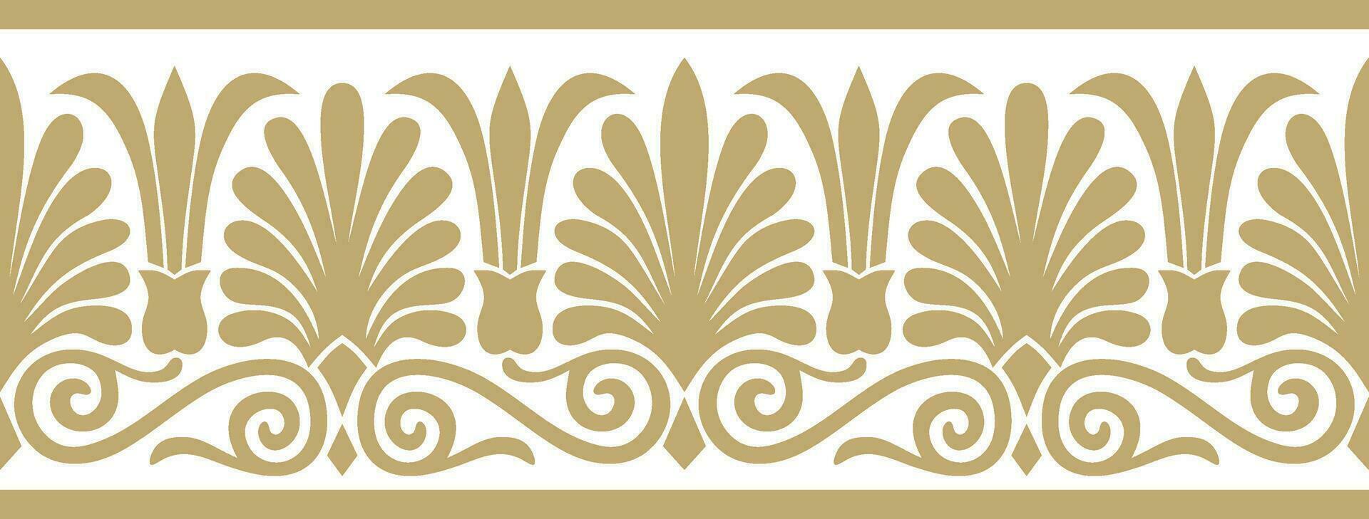 Vector golden seamless classic greek ornament. Endless European pattern. Border, frame Ancient Greece, Roman Empire