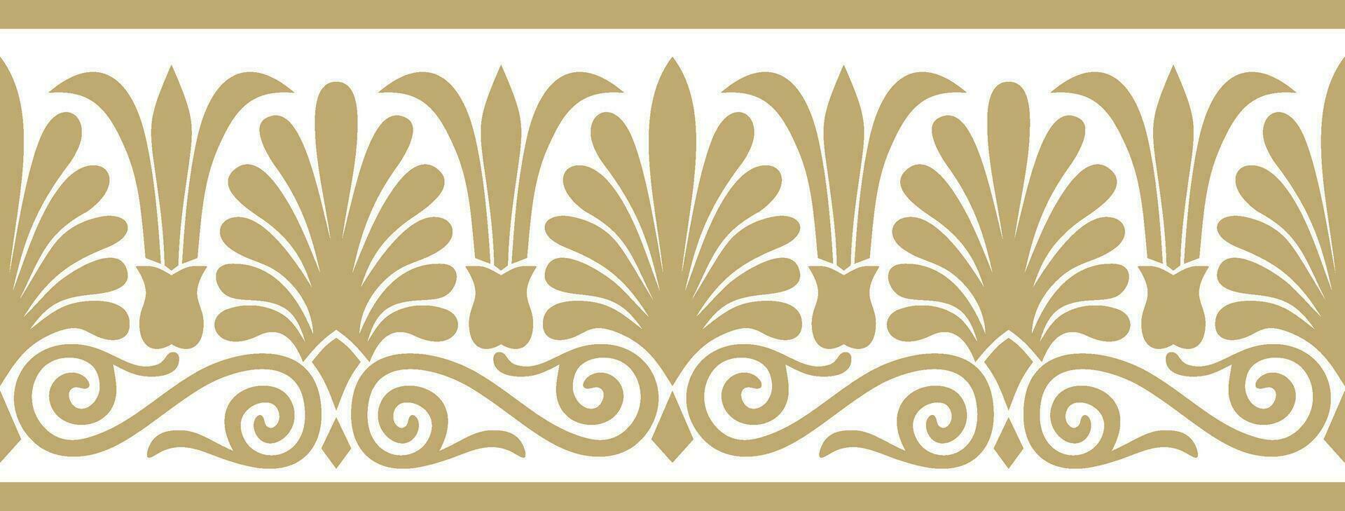 Vector golden seamless classic greek ornament. Endless European pattern. Border, frame Ancient Greece, Roman Empire