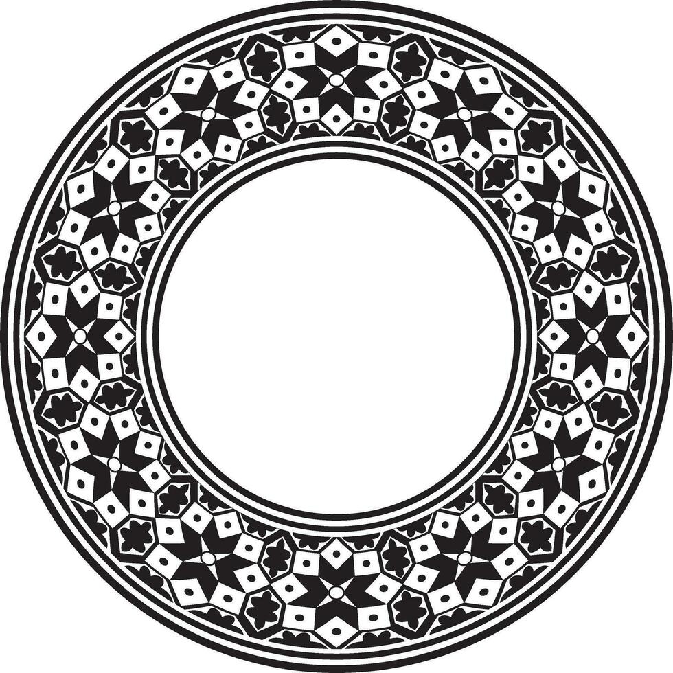 vector redondo nacional monocromo negro ornamento de antiguo Persia. iraní étnico círculo, anillo, borde, marco