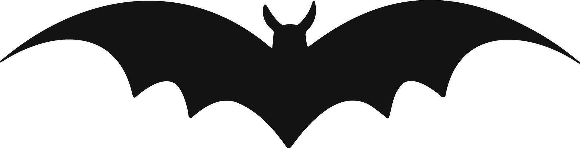 Bat horror flat. Sticker with black mouse for Halloween decoration. Simple icon with animal. Silhouette of flying bat vector