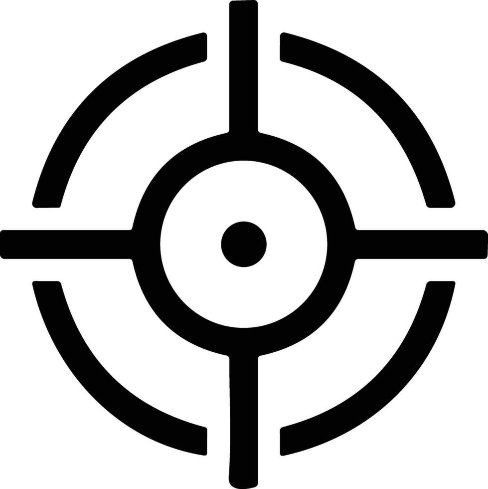 Target and destination. Target and aim, targeting and aiming. Crosshair, gun sight vector icon. Bullseye, black target or aim symbol. Military rifle scope, shooting mark