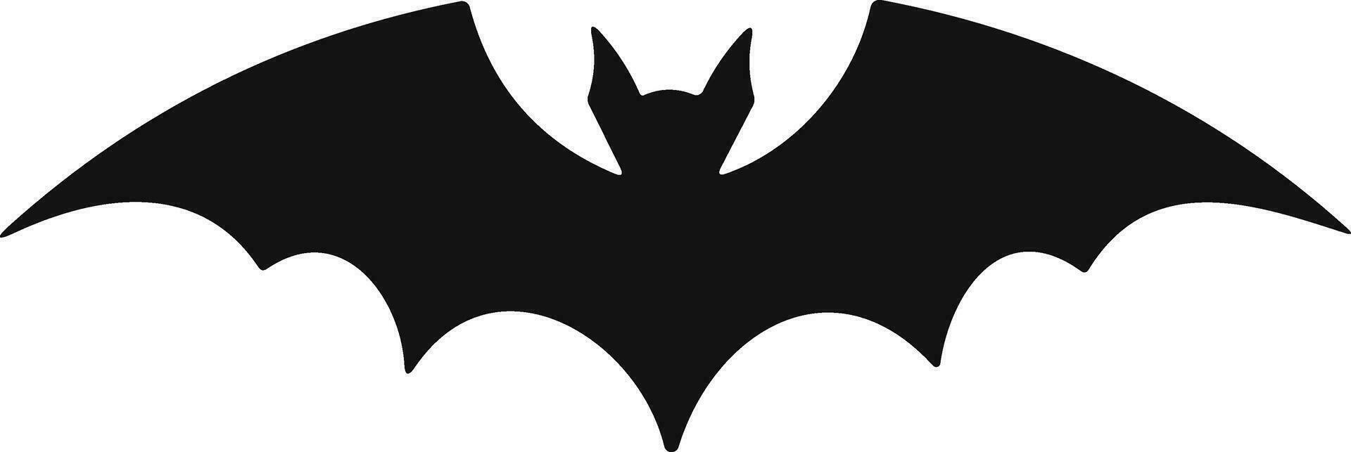 Bat horror flat. Sticker with black mouse for Halloween decoration. Simple icon with animal. Silhouette of flying bat vector