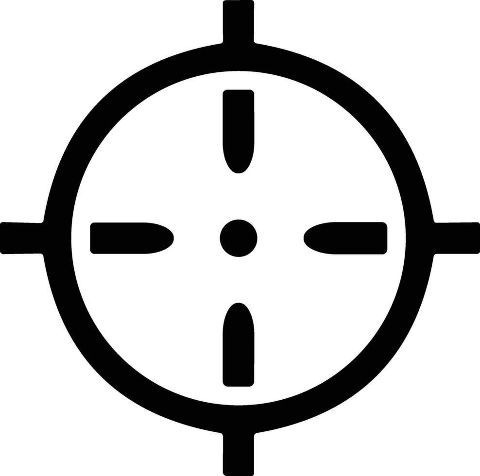 objetivo y destino. objetivo y apuntar, focalización y puntería. punto de mira, pistola visión vector icono. diana, negro objetivo o objetivo símbolo. militar rifle alcance, disparo marca