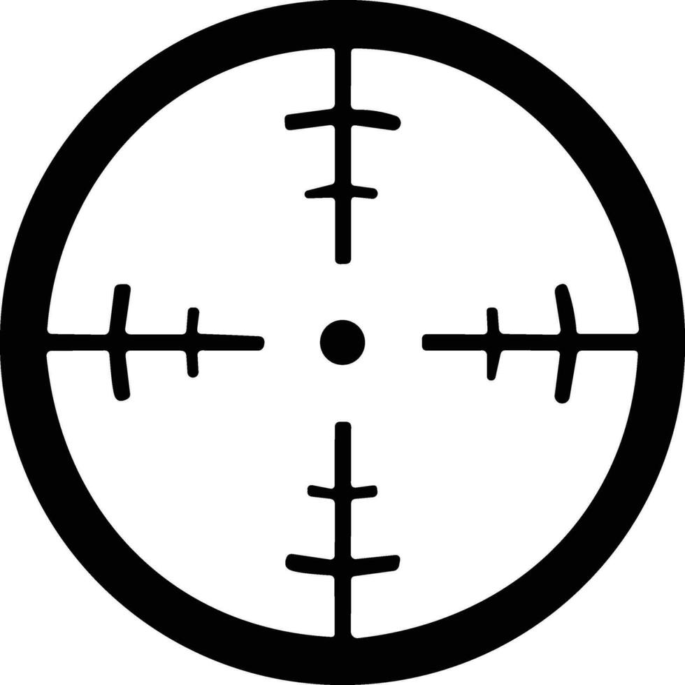 objetivo y destino. objetivo y apuntar, focalización y puntería. punto de mira, pistola visión vector icono. diana, negro objetivo o objetivo símbolo. militar rifle alcance, disparo marca