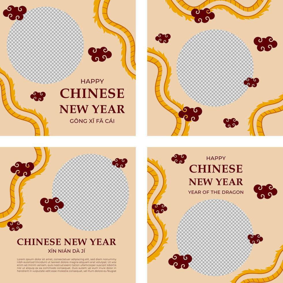 Dragon template set banner social media vector