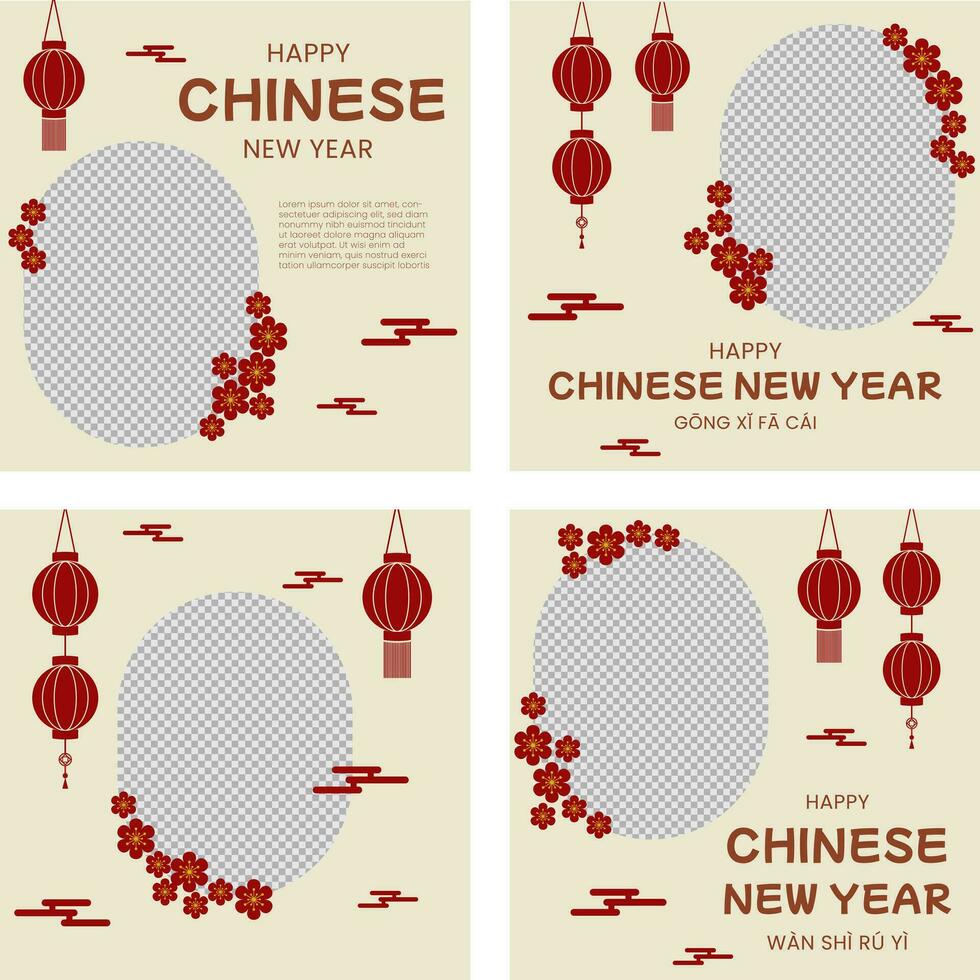 Oriental chinese new year banner set for social media vector