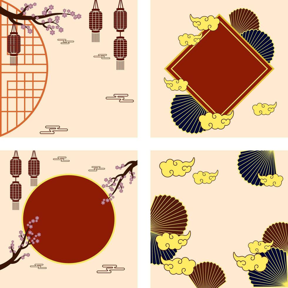 Traditional chinese bacground set vector