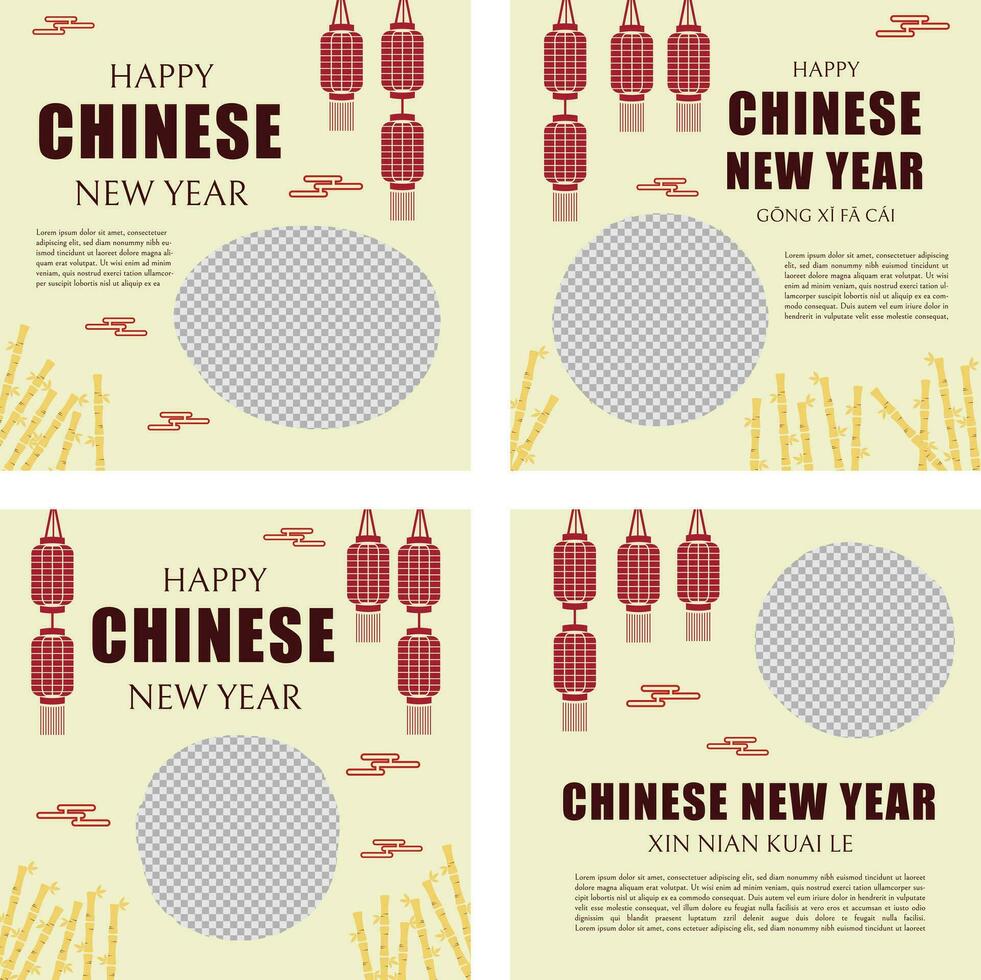 Chinese new year template menu set vector