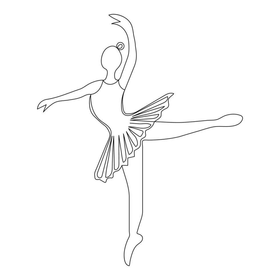 Ballet dance outline vector style continuous one line art drawing of beautiful women in the art