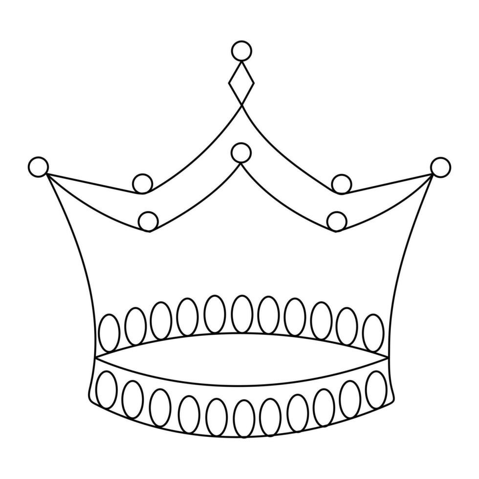 Continuous crown one line hand drawing and outline vector illustration minimalism style