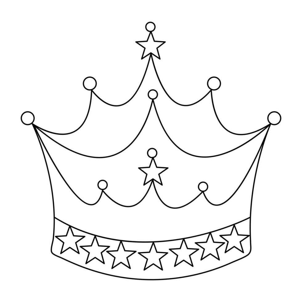 Crown continuous single line art drawing and outline vector hand drawn illustration