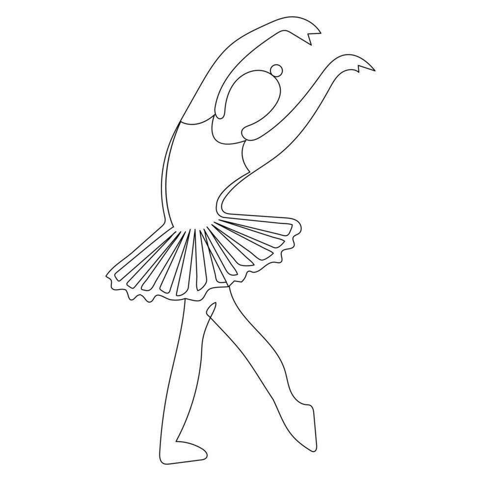 Ballet dance opera house illustration outline vector continuous single line drawing of graceful woman