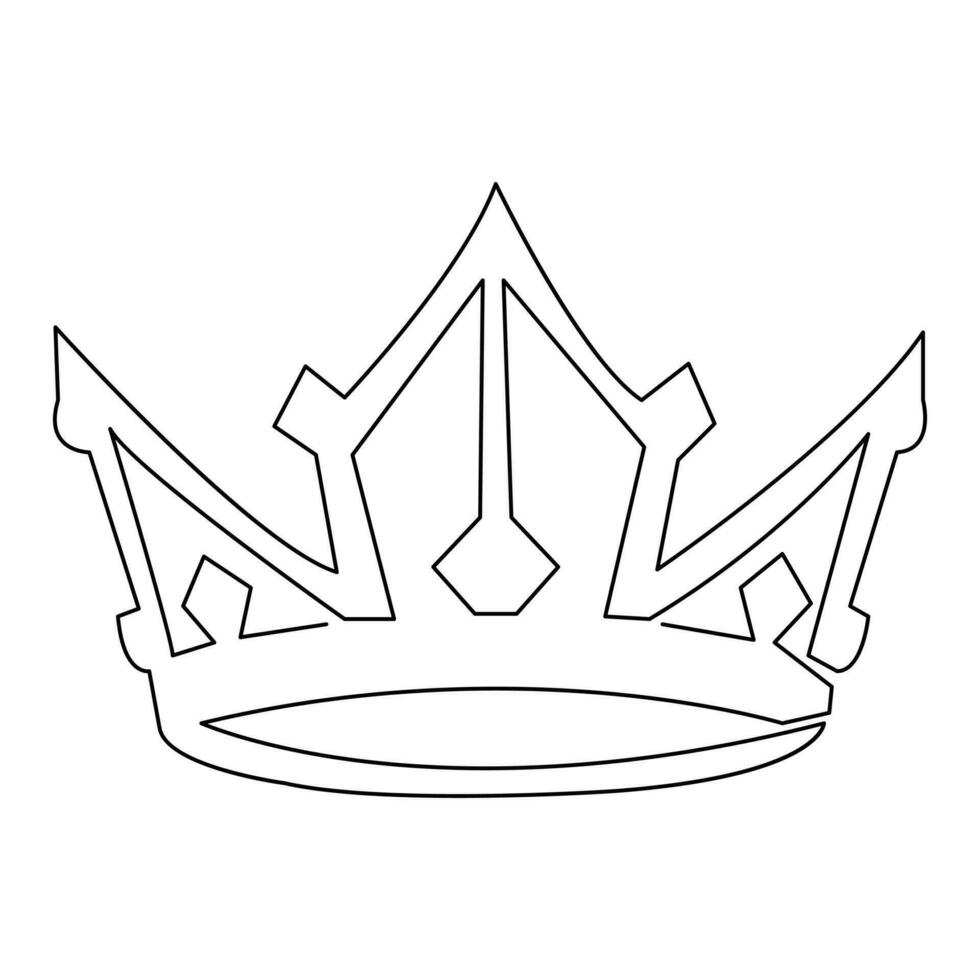 Continuous crown one line hand drawing and outline vector illustration minimalism style