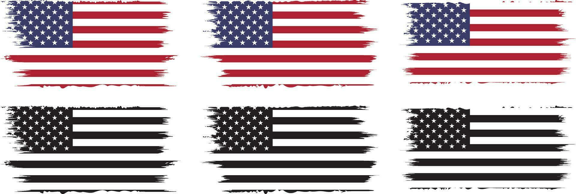 americano bandera silueta, grunge Estados Unidos bandera conjunto vector, grunge, bandera, silueta, independencia, julio, 4to de julio, 4to julio, bandera silueta vector