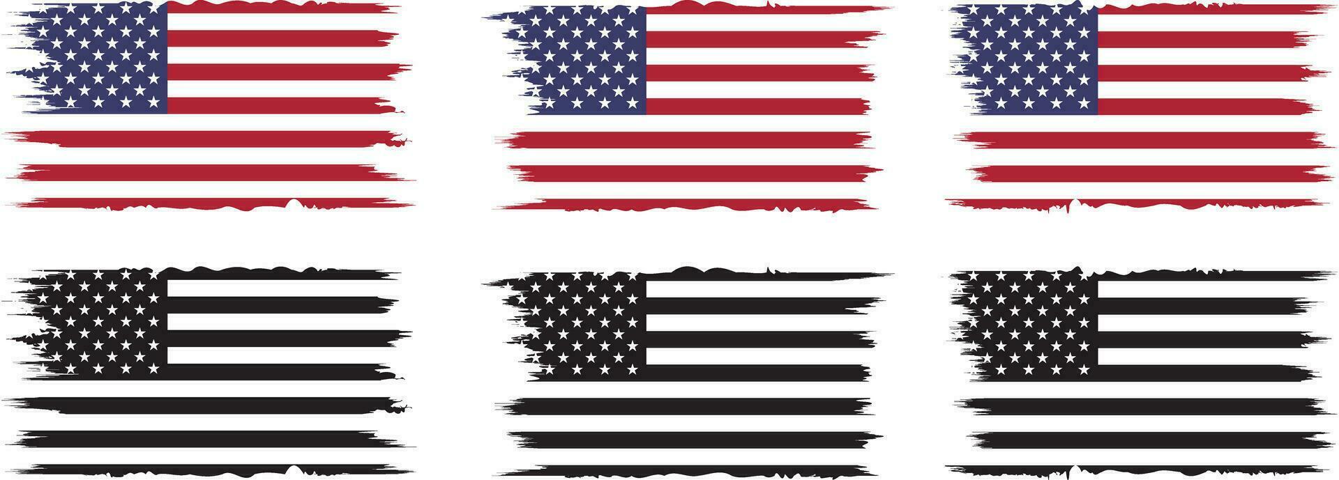 americano bandera silueta, grunge Estados Unidos bandera conjunto vector, grunge, bandera, silueta, independencia, julio, 4to de julio, 4to julio, bandera silueta vector