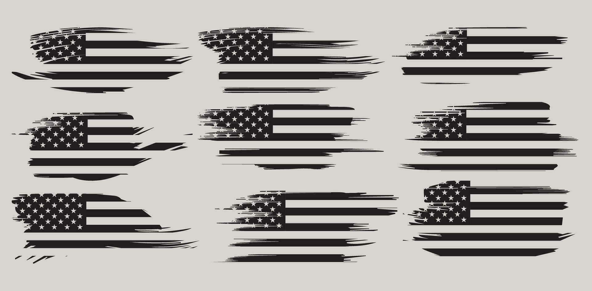 American Flag Silhouette, grunge USA flag set vector, grunge, flag, silhouette, independence, July, 4th of July, 4th July, flag silhouette vector