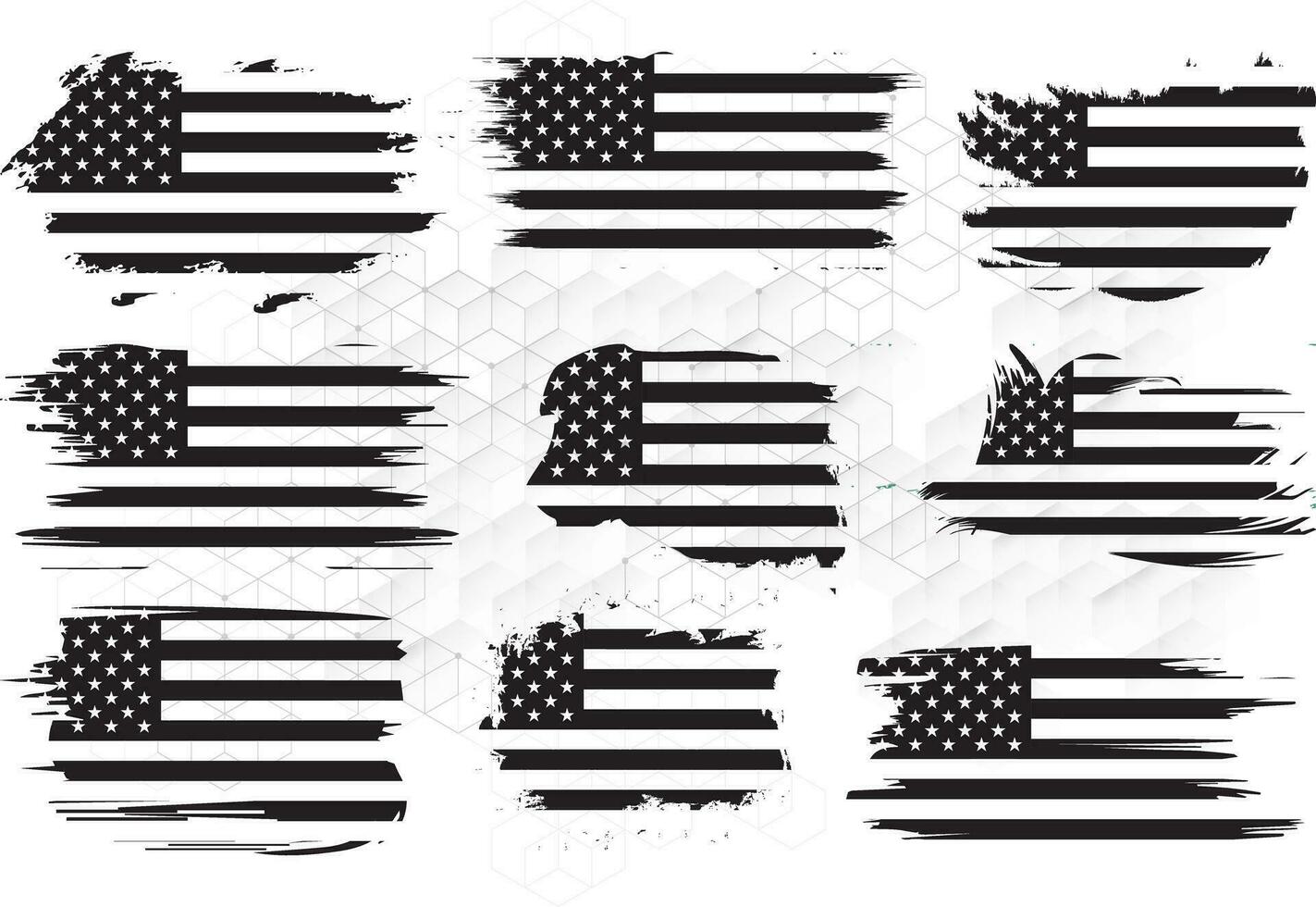 American Flag Silhouette, grunge USA flag set vector, grunge, flag, silhouette, independence, July, 4th of July, 4th July, flag silhouette vector