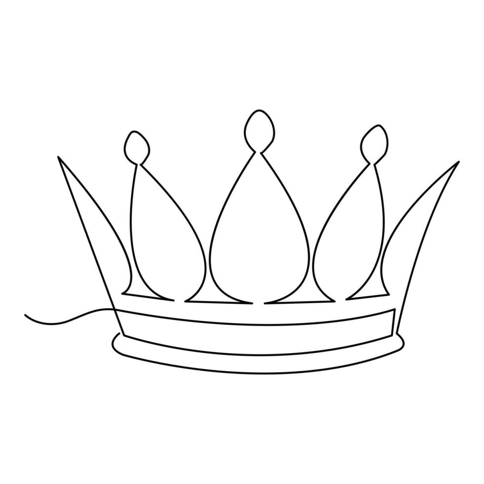 Continuous crown one line hand drawing and outline vector illustration minimalism style