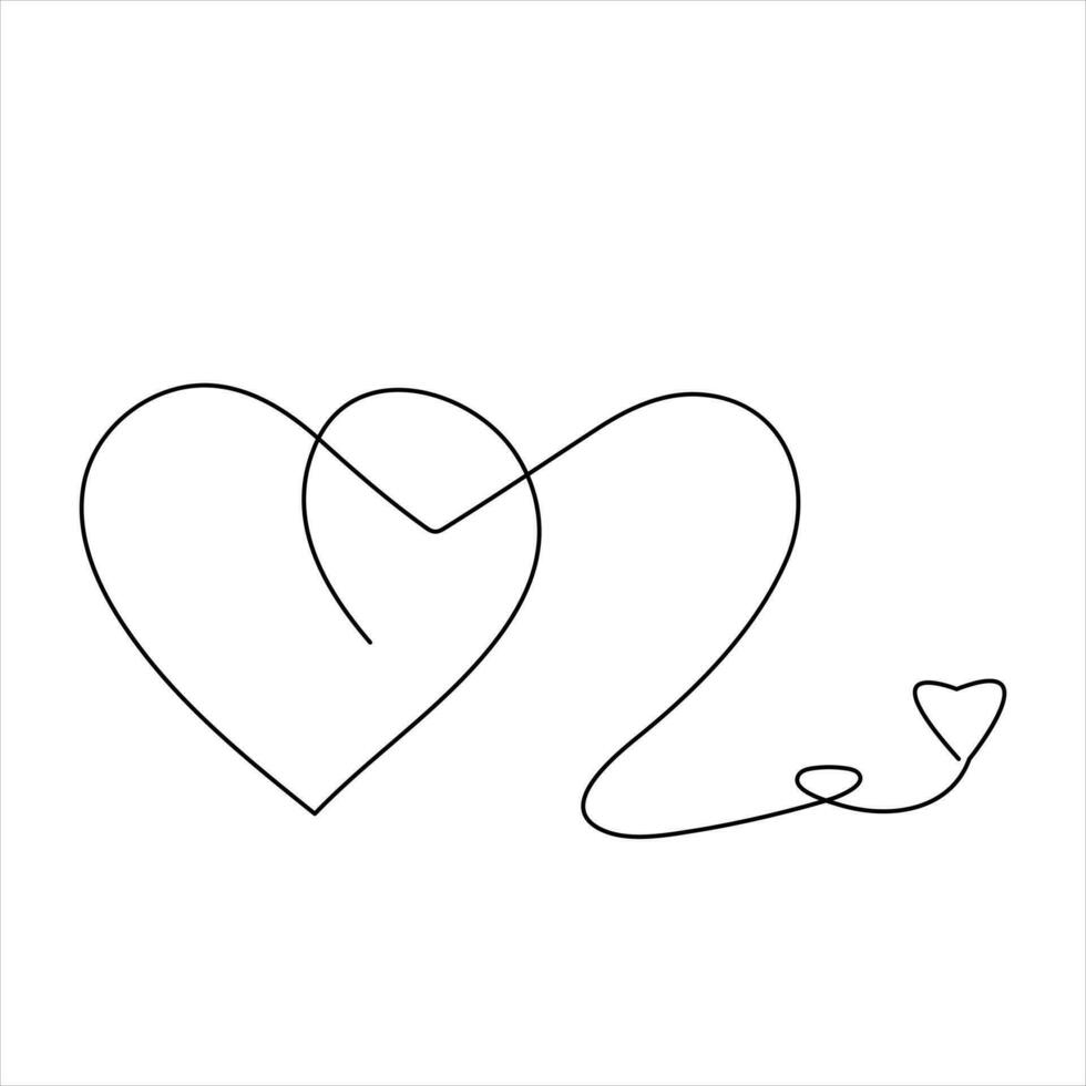 Continuous single line drawing heart valentine's day love isolated  hand drawn vector illustration