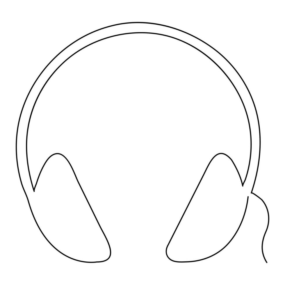 Headphones continuous one line hand drawing minimalism and outline vector illustration
