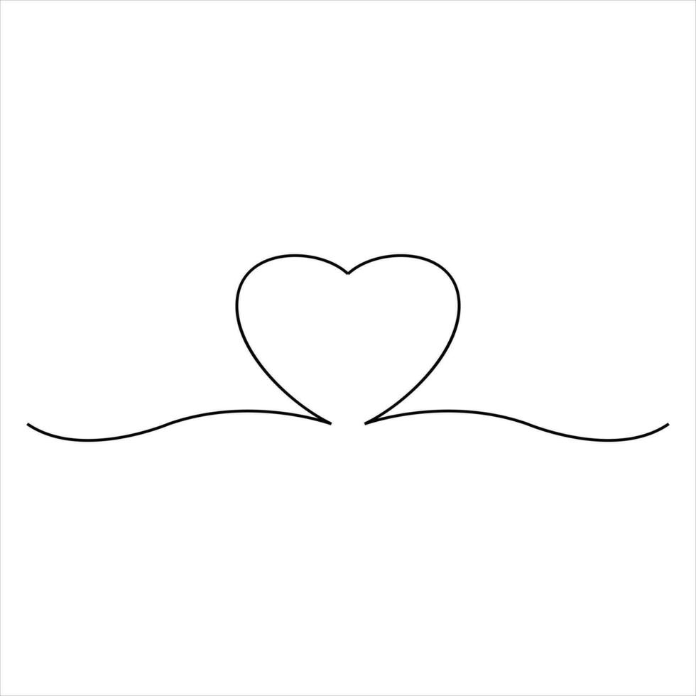 Continuous one line art drawing heart shape vector illustration of minimalist outline love concept