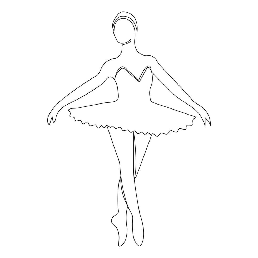 Ballet dance outline vector style continuous one line art drawing of beautiful women in the art