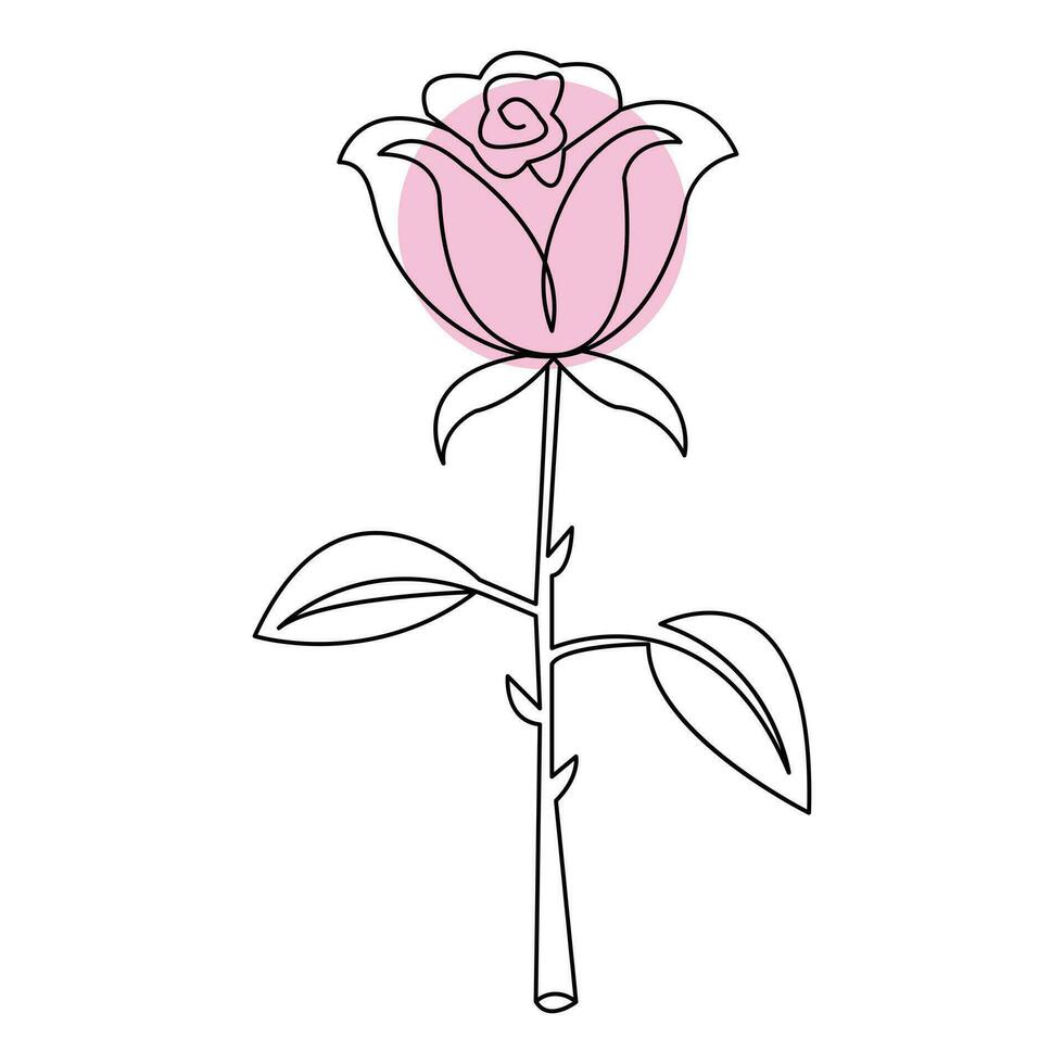 Rose flower continuous single line art drawing outline vector illustration minimalist design