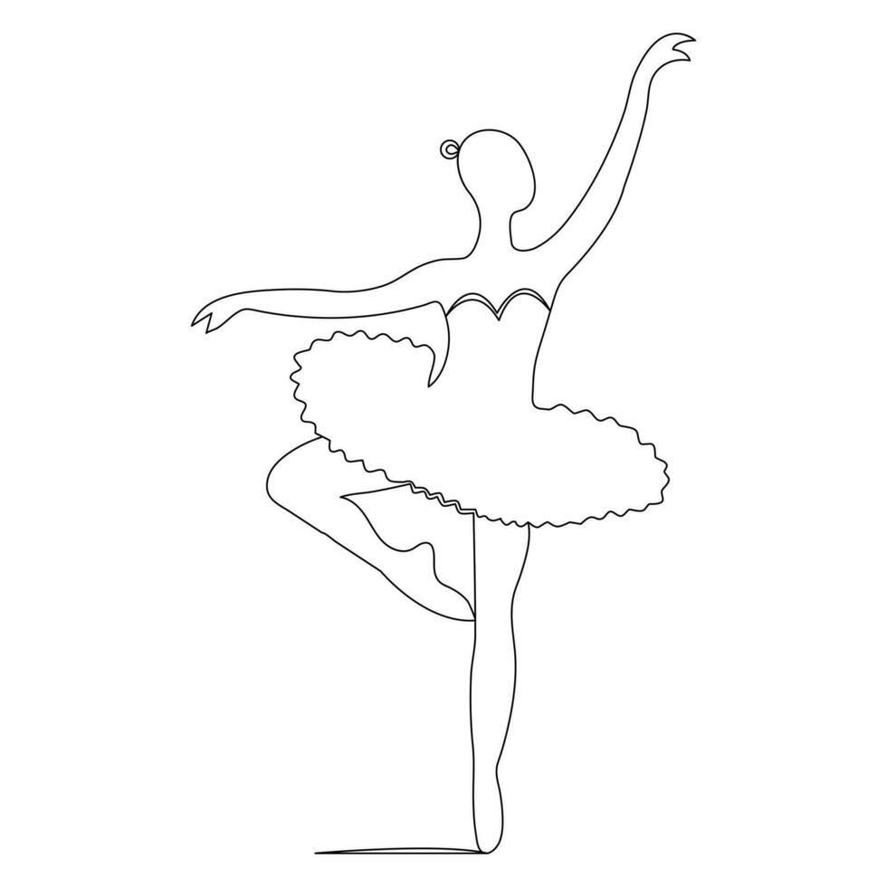 ballet danza contorno vector estilo continuo uno línea Arte dibujo de hermosa mujer en el Arte