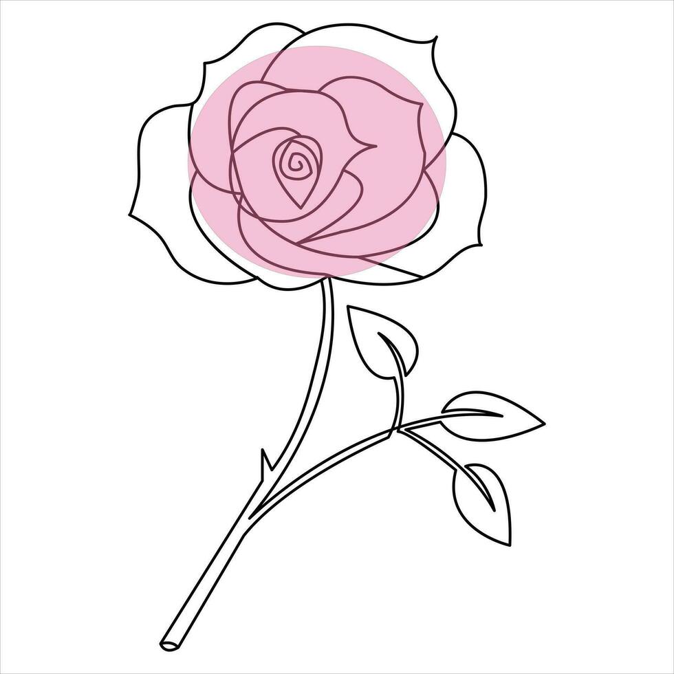Rosa flor continuo soltero línea Arte dibujo contorno vector ilustración minimalista diseño