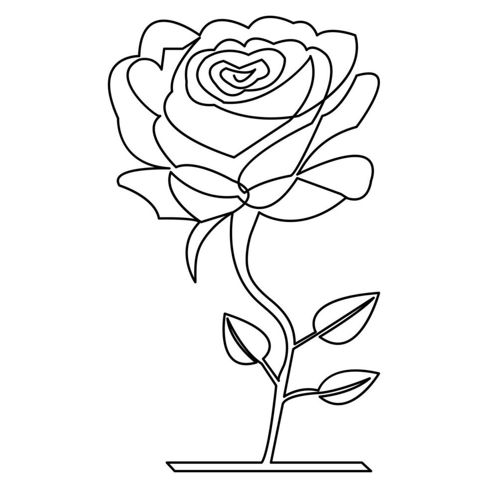 continuo Rosa flor uno línea mano dibujar bosquejo y contorno vector ilustración de minimalista
