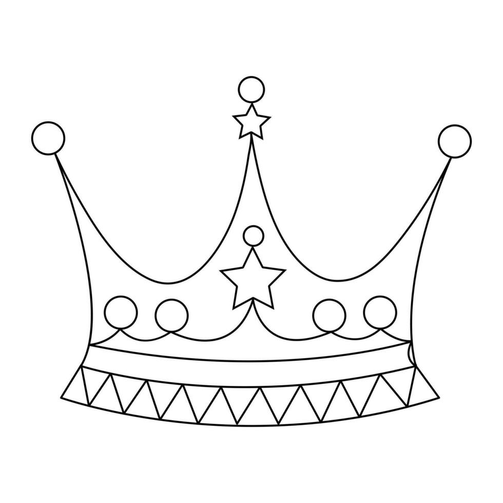 Crown continuous single line art drawing and outline vector hand drawn illustration