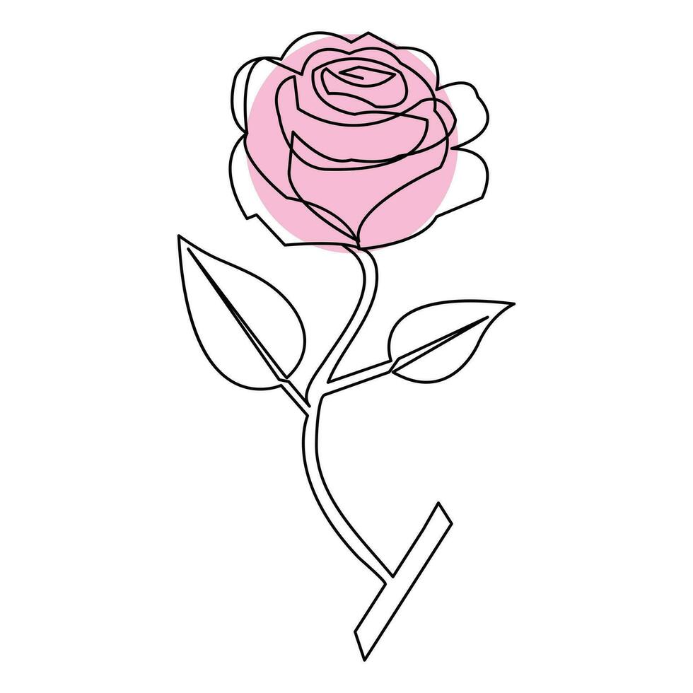 continuo Rosa flor uno línea mano dibujar bosquejo y contorno vector ilustración de minimalista