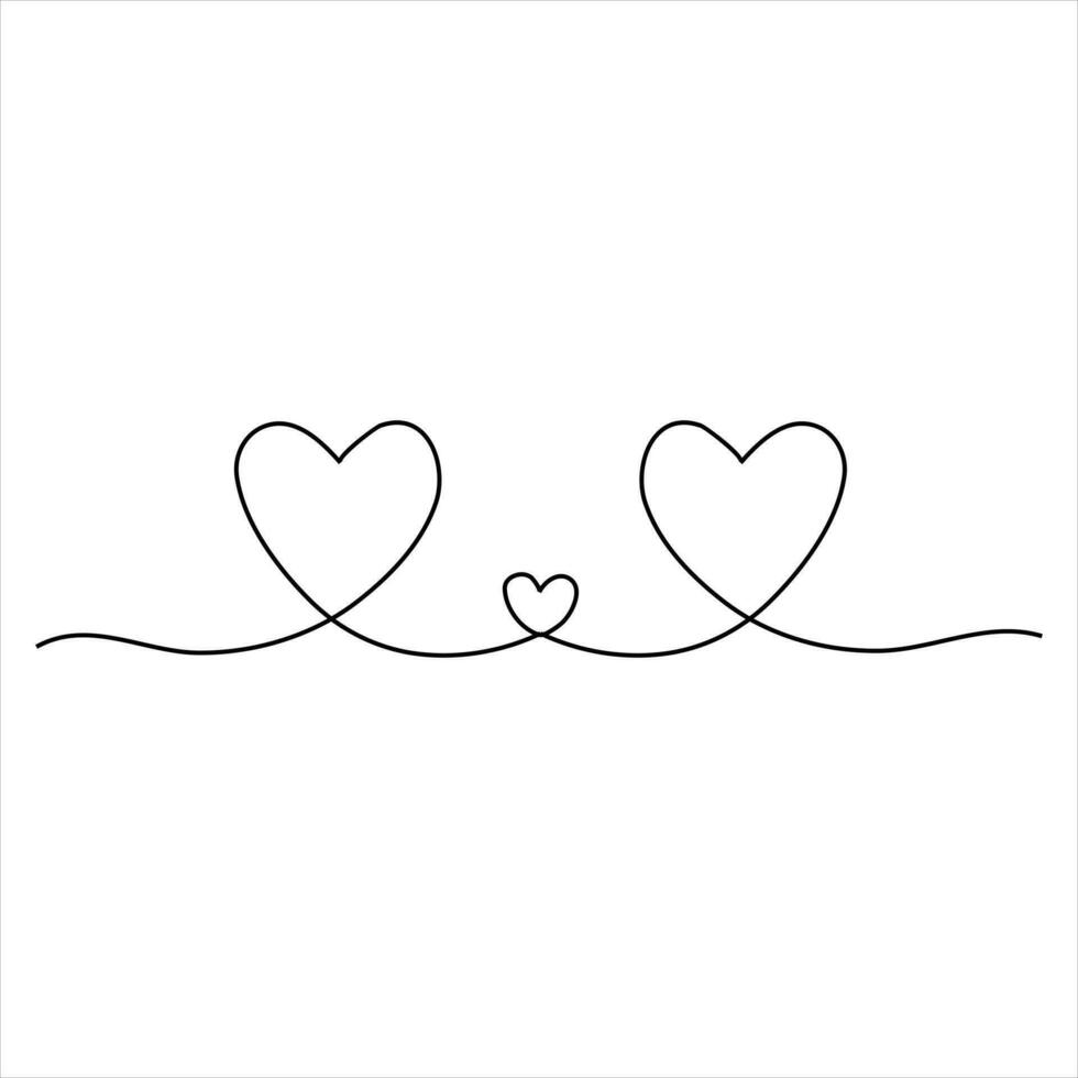 Continuous one line art drawing heart shape vector illustration of minimalist outline love concept