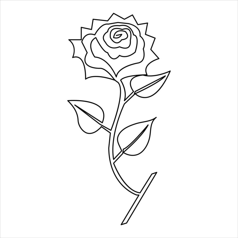 Rose flower continuous single line art drawing outline vector illustration minimalist design