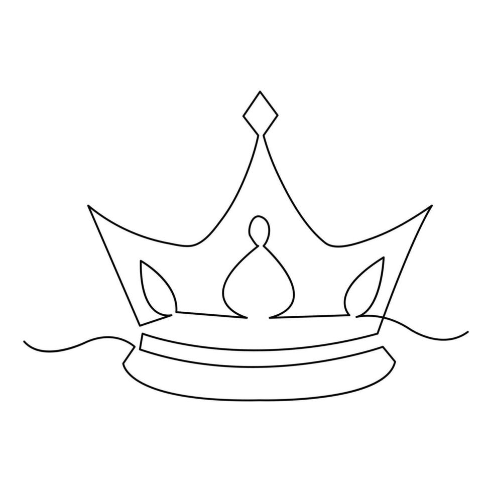 Continuous crown one line hand drawing and outline vector illustration minimalism style