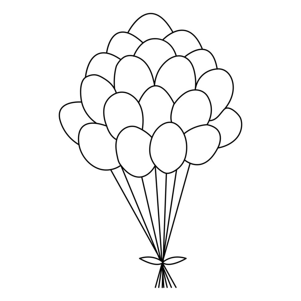 Balloon one line art drawing continuous heart vector outline minimalism design illustration