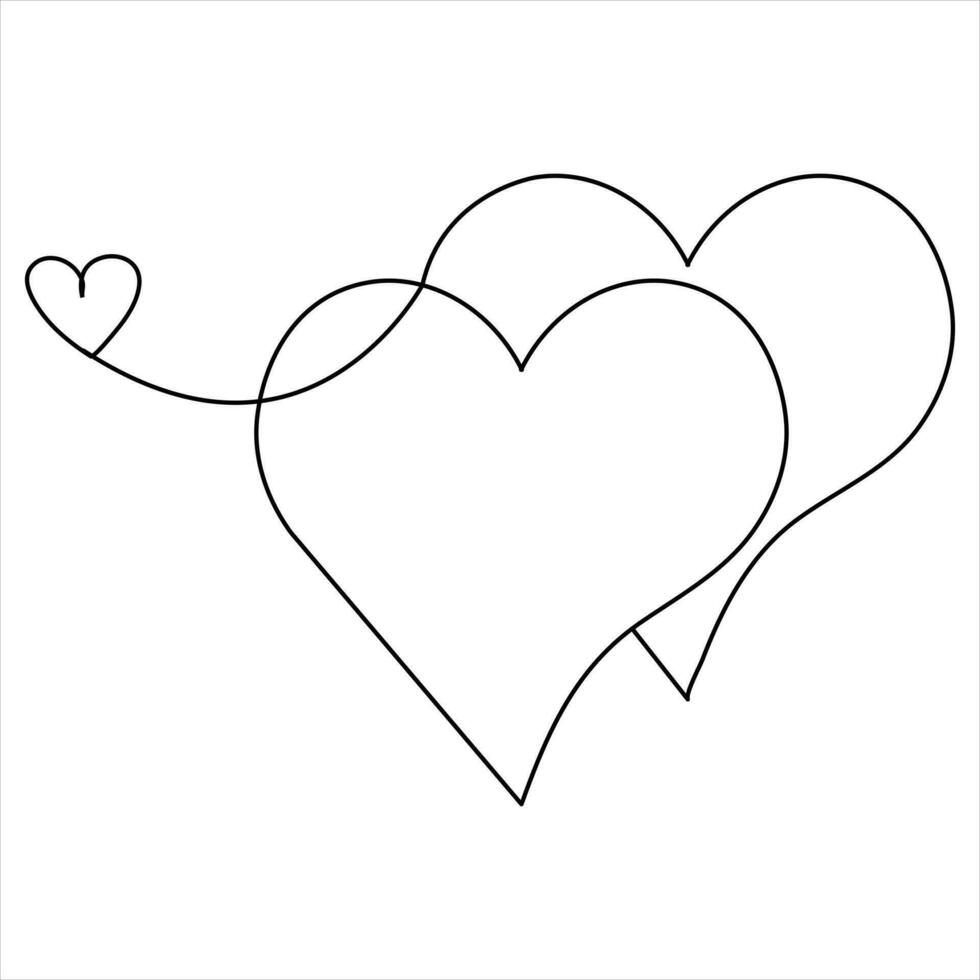 Continuous single line drawing heart valentine's day love isolated  hand drawn vector illustration