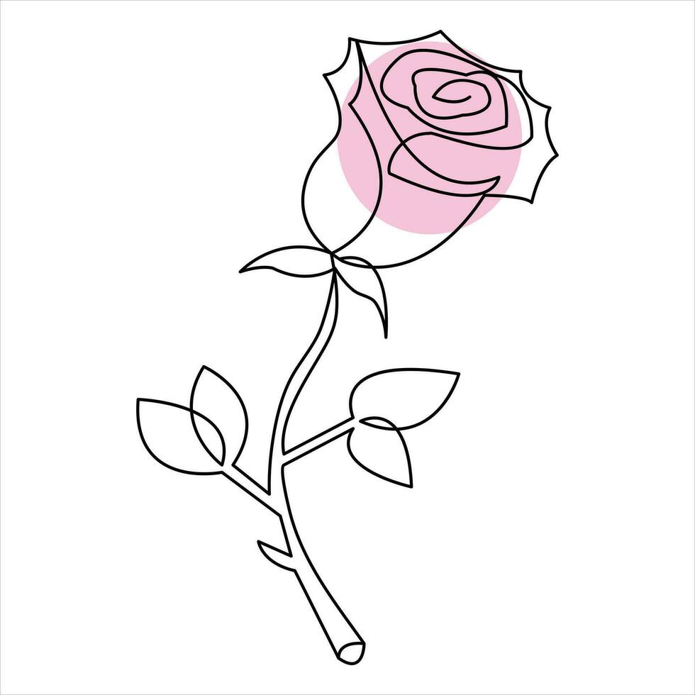 Rose flower continuous single line art drawing outline vector illustration minimalist design