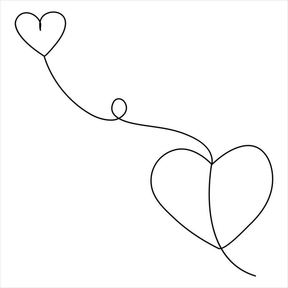 Continuous single line drawing heart valentine's day love isolated  hand drawn vector illustration