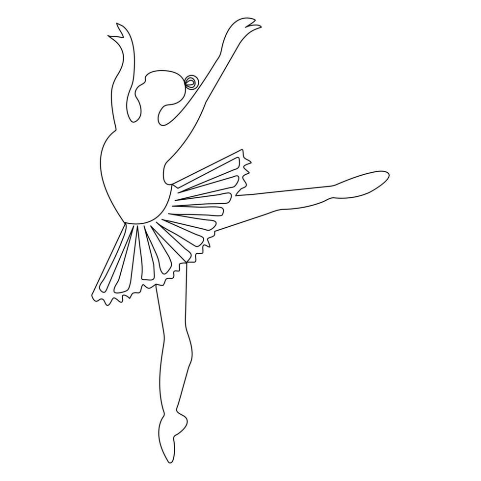 Ballet dance opera house illustration outline vector continuous single line drawing of graceful woman